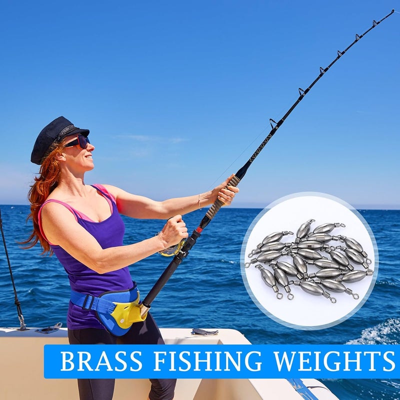 Seenelling 20 Pcs Brass Fishing Sinker Swivel Fishing Weights Saltwater Bullet Sinkers Drop Shot Weight Egg Sinkers with Swivel Rolling Removable Freshwater - Image 4